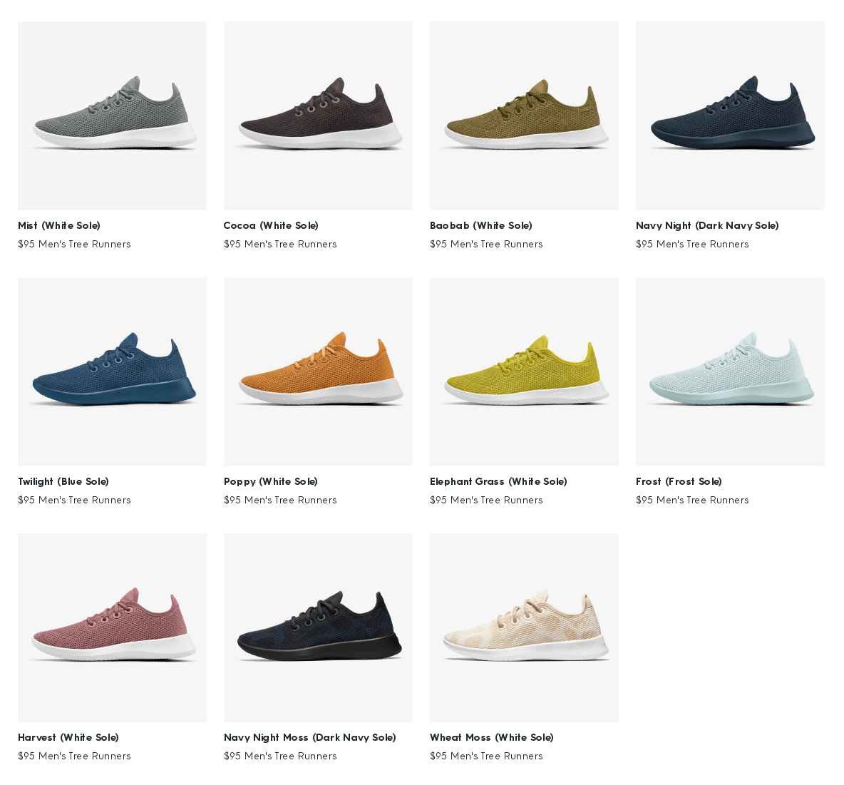 allbirds tree runners colors